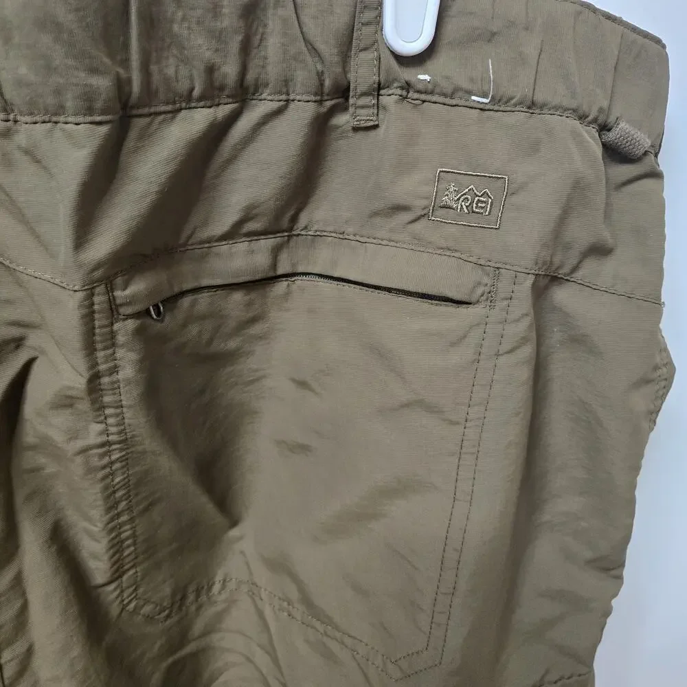 REI Shorts Mens XXL Olive‎ Green Nylon Cargo UPF 50+ Outdoors Hiking Gorpcore